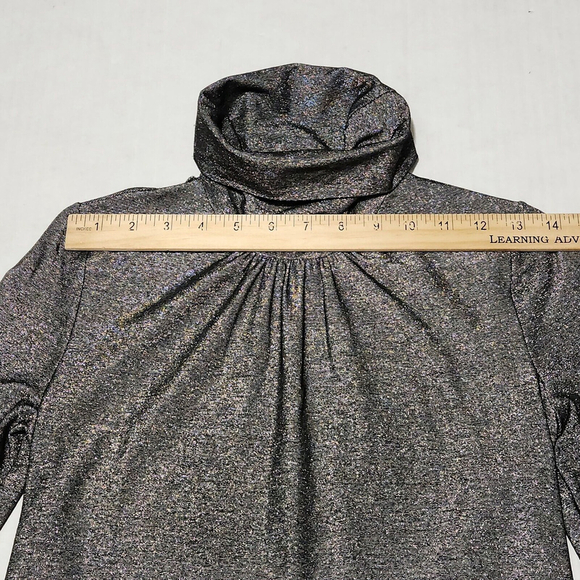 Gray Long Sleeved Tunic Dress Mock Neck Viscose Silver Metallic Quiet Luxury XS - Picture 5 of 14